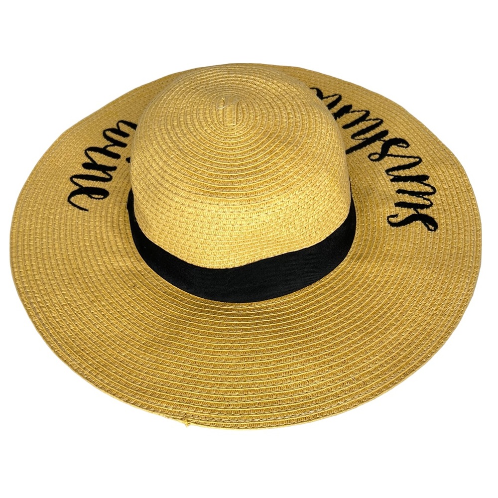 Women’s Woven “Sunshine White Wine” Adjustable Sun Hat With Black Band By C.C. - Picture 2 of 9